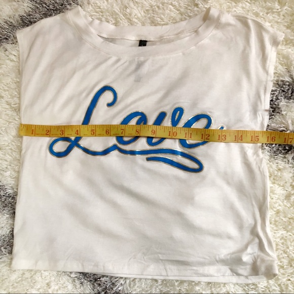 “ Love “ Script Graphic Soft Tee Blue Gold Cream - Picture 5 of 10